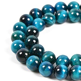Nancybeads 36pcs 10mm Natural Aquamarine Tiger's Eye Gemstone Round Spacer Loose Stone Beads for Jewelry Making 15.5" 1 Strand (Aquamarine Tiger's Eye, 10mm 36Beads)