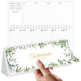 SKYDUE Desk Calendar 2026 Landscape, Calendar 2025 Desk Calendar, Weekly Calendar from July 2025 to December 2026, Standing Calendar with 1 Week 2 Pages, Calendar 29.7 x 11.7 cm (Green)