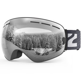 ZIONOR X Ski Snowboard Snow Goggles OTG Design for Men Women Adult with Spherical Detachable Lens UV Protection Anti-fog (VLT 94% Black Frame Clear Lens)