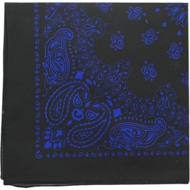 Trainmen Paisley Bandanas Scarf Do-rag Cotton Biker Head Rags Classic Bandanna 22" x 22", 12 Pack (Black & Royal Blue)