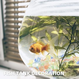 LUEYAO Flat Glass Marbles 1LB Mixed Color for Vase Fillers Mixed Colour Stone for Garden Decoration Craft Fish Tank (Eight flower color mix)