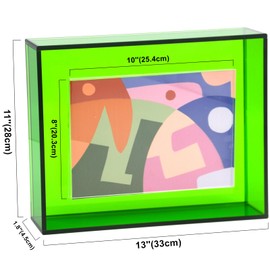 HappyDino 8x10 Acrylic Neon Floating Picture Frame Wall Desk Bright Full Colored Decorative Photo Frame for Wall Mounting Tabletop Gallery Display, Turquoise Green