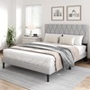 CXVX Full Size Bed Frame with Diamond Tufted Headboard, Linen