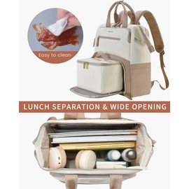 LOVEVOOK Lunch Backpack for Women, 15.6 Inch Laptop Bag with Insulated Cooler Lunch Box, Work Backpack for Teacher Nurse, Travel Backpack Lunch Bag for Camping Picnic Daily Use