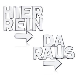 Miss Lovie ® Earrings Silver 925 Earrings Men Women Here In Da Raus Earrings Teenager Girls Cool Gifts For Women Crazy Gifts Stud Earrings Funny Gifts For Women, Silver, Cubic Zirconia