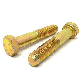 (50 Pieces) 5/16-24x5" Grade 8 Hex Head Cap Screws Bolts UNF Fine Partial Threads Zinc Yellow