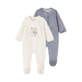 Vertbaudet VERTBAUDET2-Pack Baby Velvet Romper with Oeko-Tex Writing, midnight blue