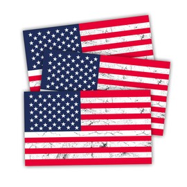 3 PCS Reflective American US Flag Decal, 5"x3" New Tattered Thin Blue Line US Flag Decal Stickers, Support US Military, Police and Law Enforcement Officers (Red)