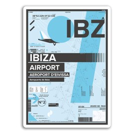 2 x 10cm IBZ Ibiza Airport Vinyl Stickers - Spain Travel Sticker Luggage #17408 (10cm Tall)