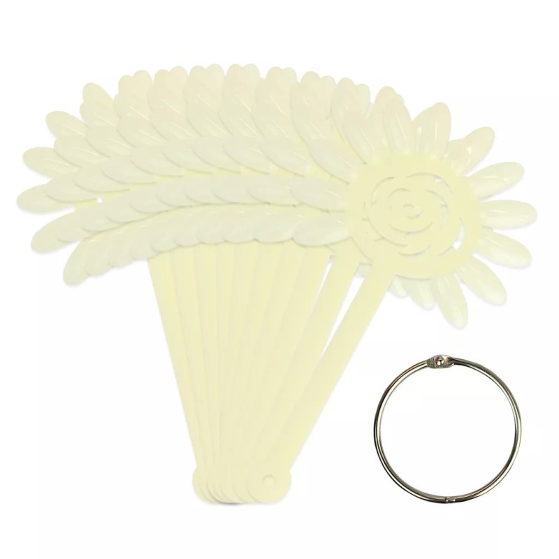 Beauticom 120 Tips White Fan Shaped Flower Design False Nail