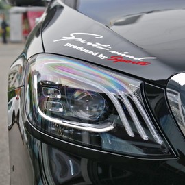 HUWANDE 2Pcs Car Light Eyebrow Stickers,Auto Front Cover Vinyl Stickers,Sports Style Car Body Decals (White+Red)