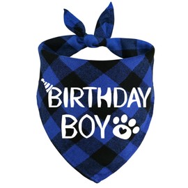 STMK Dog Birthday Bandana, Multi Sizes Dog Birthday Boy Bandana for Small Medium Large Dogs Pets (Small, Blue)