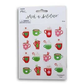 Hot Cocoa Mugs Christmas Stickers for Journaling, Scrapbooking, Cardmaking, Arts & Crafts - 32 Pieces