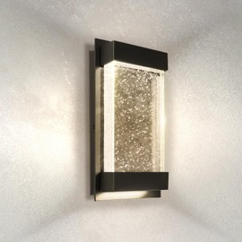 ASD LED 12 Inch Bubble Glass Wall Light Fixture | 22W 500LM 3000K-5000K 120V | 3CCT, Waterproof, Dimmable, Up-Down Glow, ETL Listed | Exterior Flush Mount Sconce, Outdoor-Indoor Lighting | Black