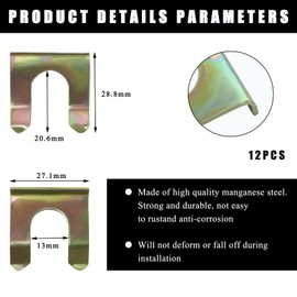 Wevdn 12 PCS Metal Brake Hose Retainer, U Shaped Brake Hose Clips Replacement Brake Hose Lock, Brake Hose Bracket Retaining Clip for Cars Trucks Motorcycles, Car Accessories (13mm)