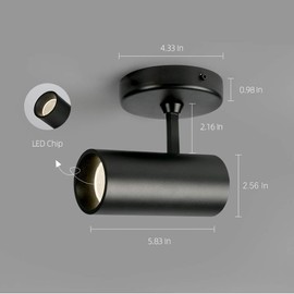 Aisilan LED Black Ceiling Spotlight 12W Adjustable 90° Degrees Anti-Glare Directional Modern LED for Indoor Foyer Living Room Natural White 4000K, Aluminum Modern Lights