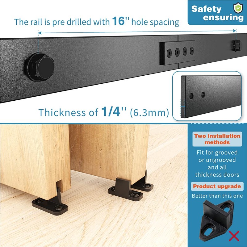 ZEKOO 10FT Single Track Bypass Sliding Barn Door Hardware Kit