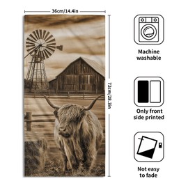 Highland Cow Hand Towels Set of 2 Farmhouse Cattle Decorative Fast Drying Dish Cloths Soft Fingertip Towels for Kitchen Bathroom Gym Gifts