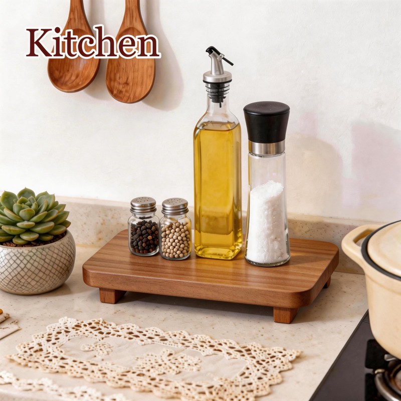 Wood Riser for Kitchen Counter,10" x 5" Walnut Farmhouse Pedestal