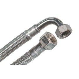 SFX® Reinforced Hose 20 cm Flex Hose 3/8 Inch Nut x 3/8 Inch Nut with 90° Bend Connection Hose Extension Hose Drinking Water Hose Connection Hose 200 mm