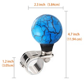 Arenbel Car Turning Control Suicide Knob Marble Ball Style Steering Wheel Spinner Assist Booster Grip Handle Fit Most Vehicles Trucks Boats, Blue