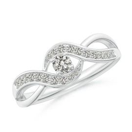 Angara Natural Diamond Ring for Women | Round Diamond Solitaire Ring in Sterling Silver | | KI3 | 2.1mm | Ring Size- 6.5