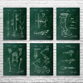 Patent Earth Lineman Gear Posters Set of 6 (12x18), Lineworker Gift, Powerline Tech, Lineman Gifts, Electrical Engineer, Contractor Gift Green Chalkboard