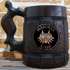 Zelda Majora’s Mask Beer Mug, The Legend of Zelda Beer Stein, LoZ Gamer Gift, Super Smash Bros Tankard, Gift for Men, Gift for Him
