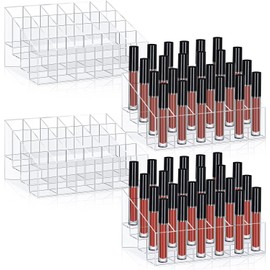 4 Organizadores de Soporte de L¨¢piz Labial 24 Ranuras Organizador de Maquillaje de L¨¢piz Labial Acr¨ªlico Soporte Exhibici¨®n de Caja de L¨¢piz Labial Caja de Almacenaje para Barra de Labios