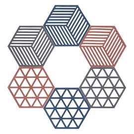 Table Mats Non-Slip Pot Holder Coasters Reusable Hexagon Cup Mat for Kitchen Table Bowl Dishes 6 Pack