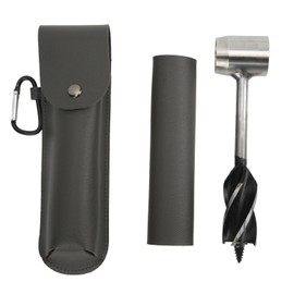 Hand Auger Wrench Set Stainless Steel Multifunctional Portable Manual Wood Auger Drill Bit with Storage Bag Gray PU Leather Bag and Holster