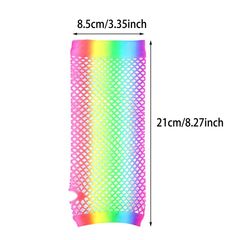 PENTA ANGEL 2 Pairs Neon Wrist Stretch Fingerless Fishnet Mesh
