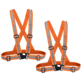 PATIKIL Reflective Safety Vest, 2 Pack Hi-Vis Safety Vests, Adjustable High Visibility Reflective Strips for Traffic Control Outdoor Jogging Cycling, Fluorescent Orange