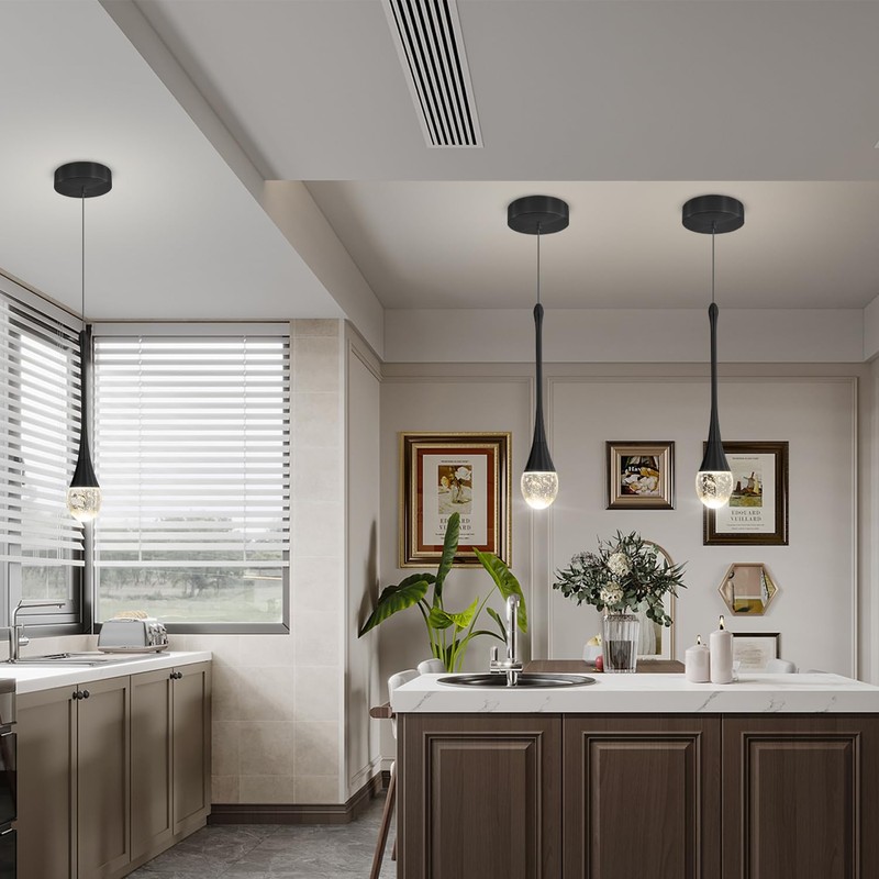 ykolupty Modern Pendant Lights for Kitchen lsland LED Dimmable Raindrop