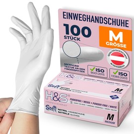 Disposable Nitrile Gloves Pack of 100 Black / White / Blue, M (8)