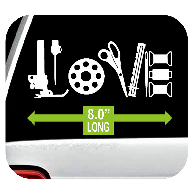 Sewing Machine Love Quilting Decal Sticker for Car Window