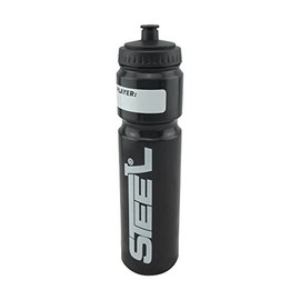 Steel Hockey Water Bottle Silver Safe' 1.0 L Short Straw