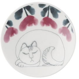 Lisa Larson LL150-460 Sketch Cats Sketch Cats, Sissy Stickers, Six Sieve Bean Plate, 4 Piece Dinnerware Set, Diameter Approx. 3.9 inches (10 cm), Lisa's Sketch Series, Miscellaneous Goods,