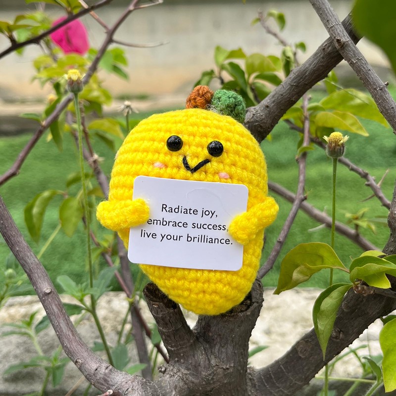 PLWalker Emotional Support Mango Gifts Crochet, Positive Fruit Cute Funny
