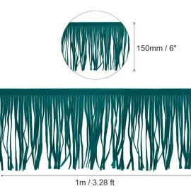 sourcing map 1 Yard 6 Inch PU Leather Fringe Trim Double Side Leather Sewing Tassel Fringe for DIY Sewing Dress Crafts Skirt Decoration, Dark Green