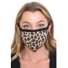 C.C Reusable Washable Knit Pattern Face Mask, Knit Leopard Latte,
