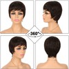 Fereowth Short Real Hair Wigs for Women Brown Short Pixie