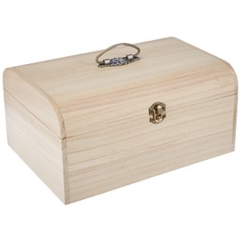 Rayher 6166600 Holz-Koffer, 29,5 x 20,5 x 14 cm, Antikbeschlag, Griff und Verschluss aus Metall, Bastelkoffer, Utensilienkoffer, Holzkoffer, Holzbox, unlackiert, naturbelassen, ohne Inneneinteilung