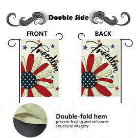 iWeeta Freedom Garden Flag 12x18 Inch Double Sided Outside, Patriotic Daisy Porch Yard Patio Decoration