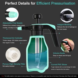 Handheld Pressure Sprayer, 0.26 Gallon Pump Sprayer with Adjustable Nozzle for Plant Spraying and Cleaning in Garden and Lawn, 1.0L Capacity