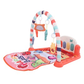 Baby Kick Piano Soft Breathable Removable Infant Gym Play Mat with Music for Early Education Crawling Red