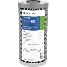 Pentair Pentek NCP-BB Big Blue Carbon Water Filter, 10-Inch, Whole House Non-Cellulose Carbon Impregnated Pleated Filter Cartridge, 10" x 4.5", 10 Micron