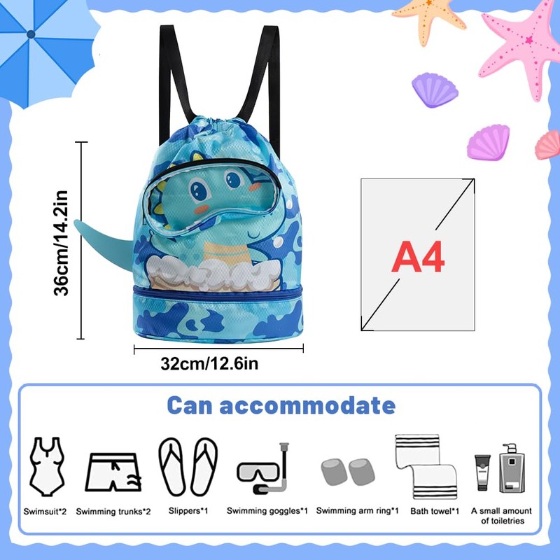 AffeGifts Drawstring Bag Kids Swimming Bag, Waterproof Swim Bag Drawstring