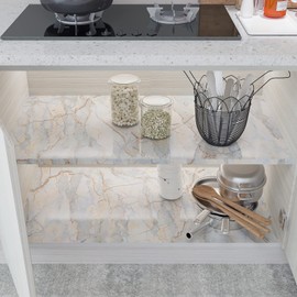 CRE8TIVE Cyan Gold Marble Wallpaper Peel and Stick Wallpaper Vinyl Wrap for Furniture Kitchen Worktop Covering Bathroom Wallpaper Waterproof Contact Paper Living Room Cupboard Countertop 30cm x 200cm