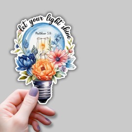(3pcs) Let Your Light Shine Sticker Christian Bible Verse Matthew 5:16 Jesus Vinyl Decal Inspirational Quotes Stickers for Books Laptops Phonecase Water Bottles Kindles Car-2.1x3